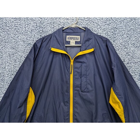 Y2K Aeropostale Windbreaker Jacket Mens L Relaxed Colorblock Track Baggy Blue - Picture 3 of 13